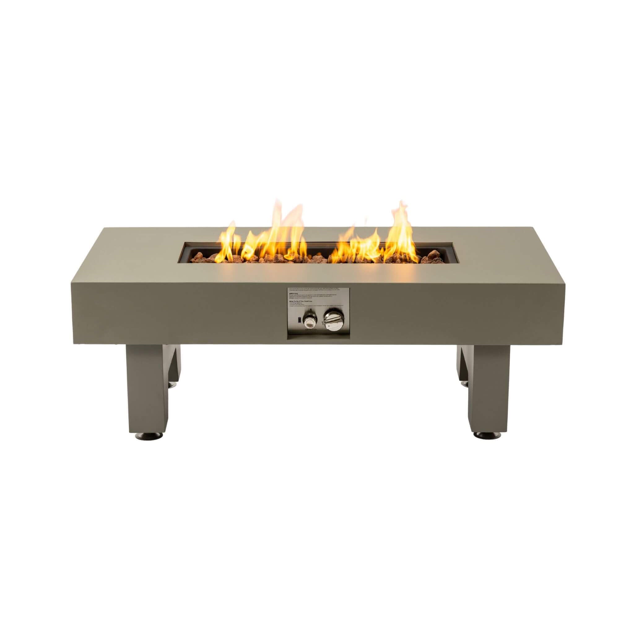 Alora 42-Inch 50K BTU Iron Liquid Propane Fire Pit Table With Glass Stones (SAK63845)