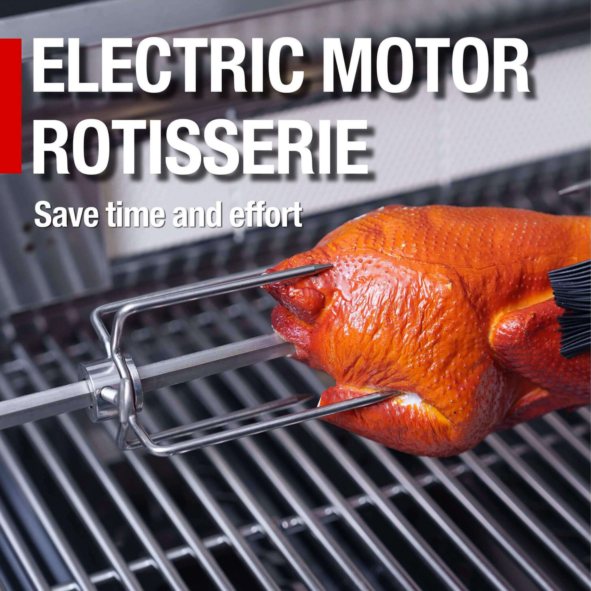 Castelle Flame Stainless Steel Outdoor BBQ Kitchen Island With 46-Inch 4-Burner 85K BTU Grill, Rotisserie Kit, And Cabinets (SAK93192)