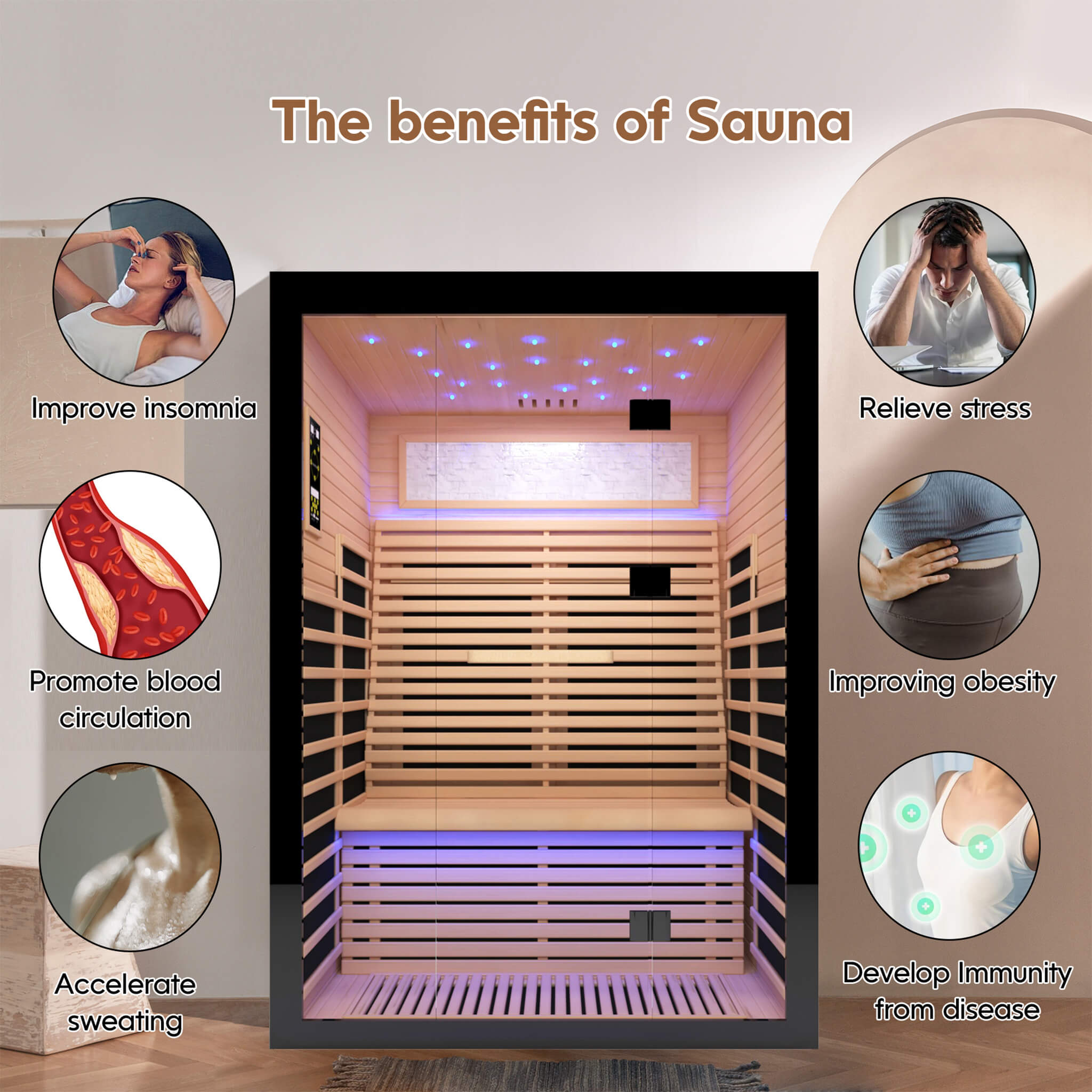 Thermora Flux Luxury 2-Person Canadian Hemlock Wood Far Infrared Home Sauna (SAK02184)