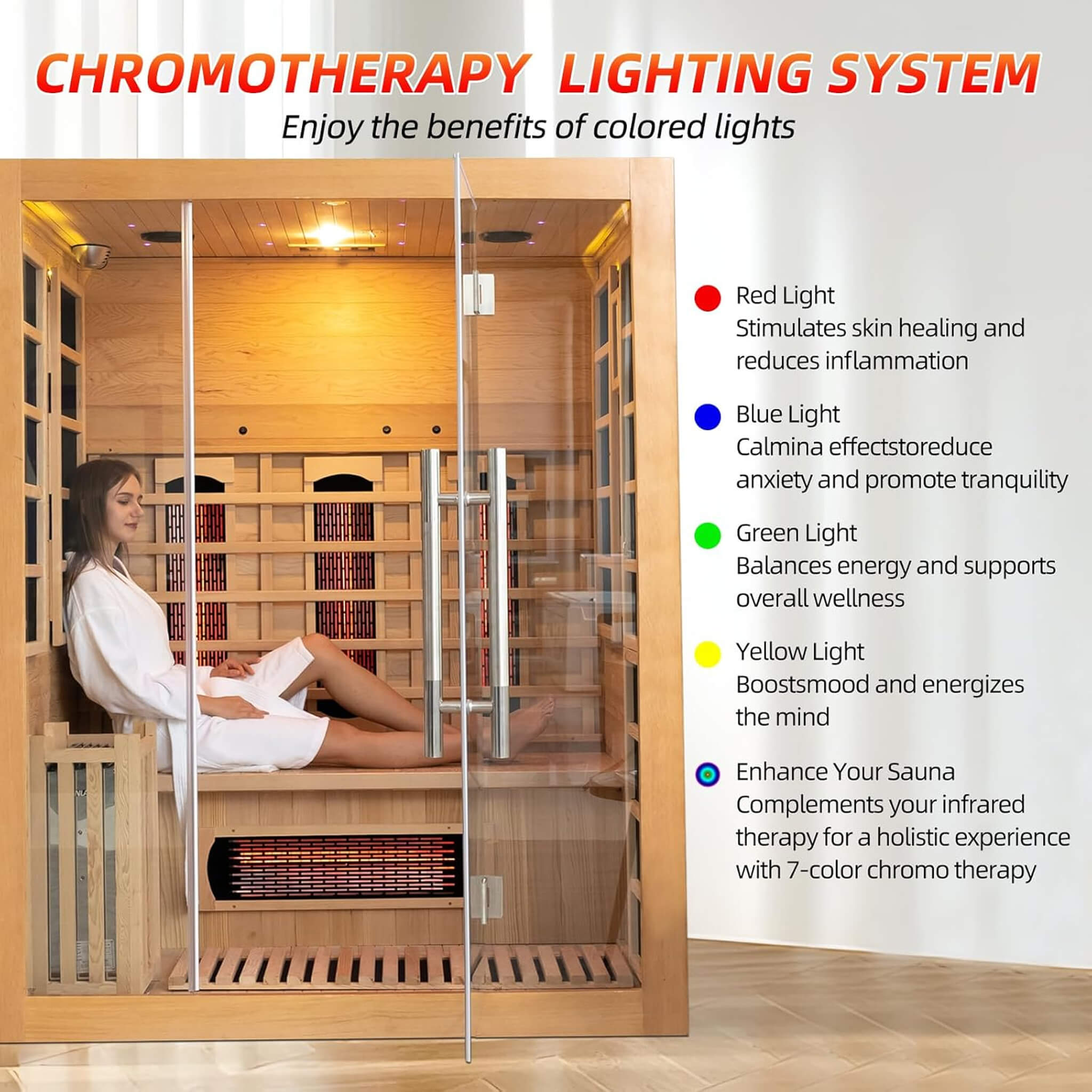 Rövia Aurora 3-Person Indoor Hybrid Sauna Room With Infrared And 4.5KW Steam Heater (SAK41592)
