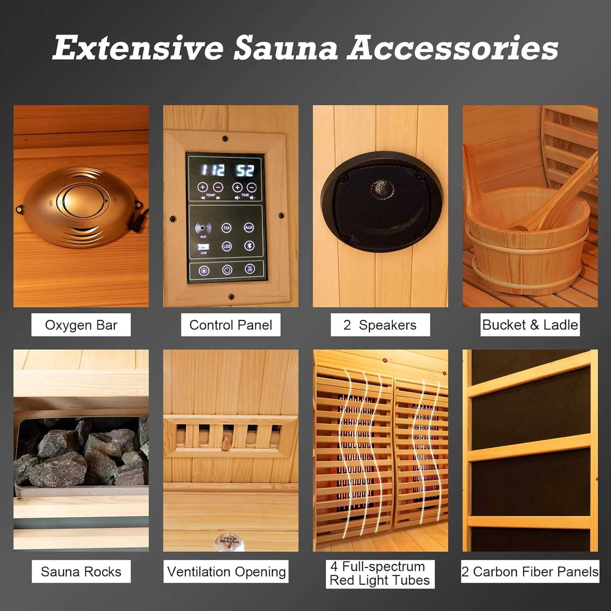 Rövia Luma 2-Person Indoor Hybrid Sauna Room With Infrared And 3.5KW Steam Heater (SAK83750)