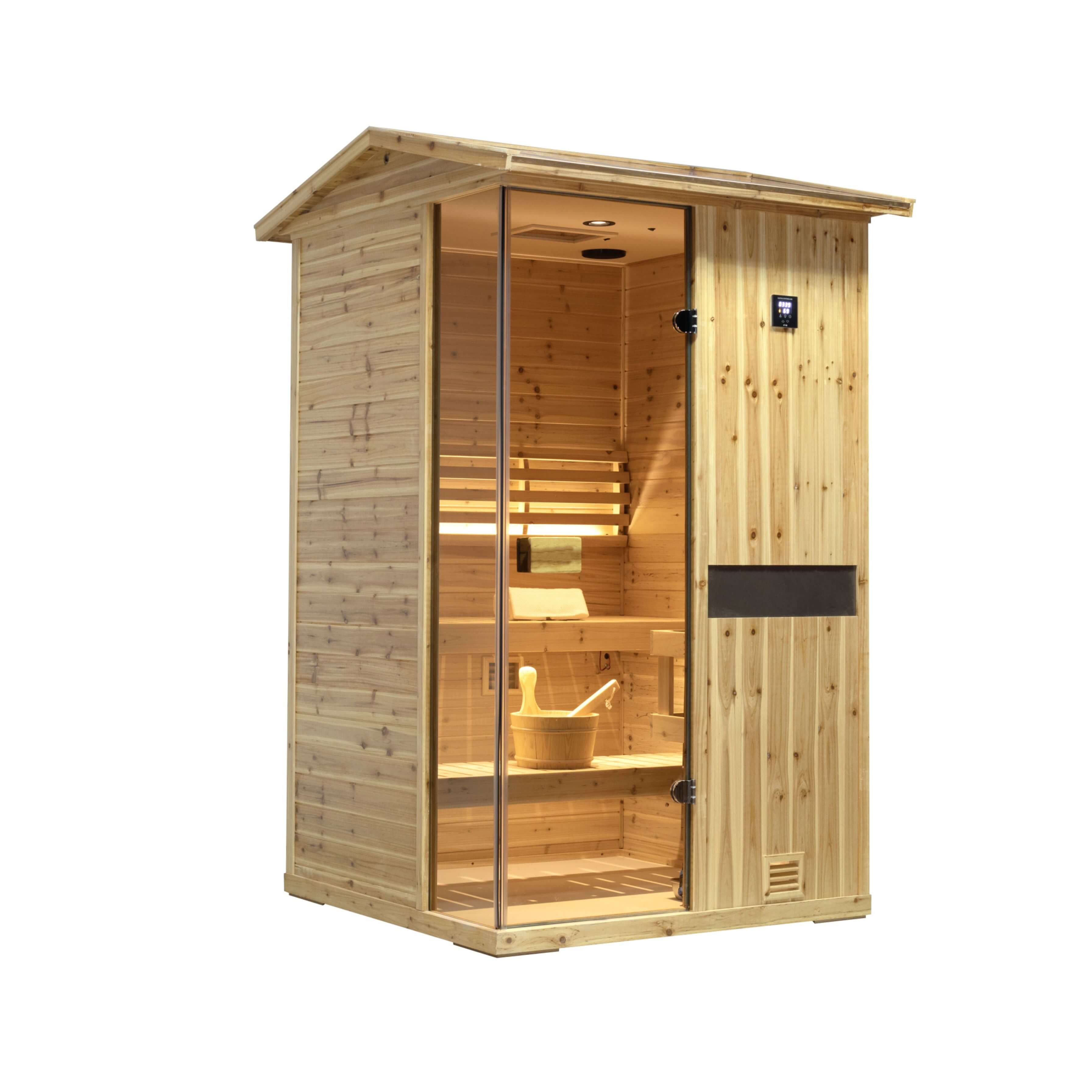 Thermora Arctic Premium 2-Person Outdoor Wooden Steam Sauna Room With Smart Control Panel And Bluetooth Audio (SAK52918)