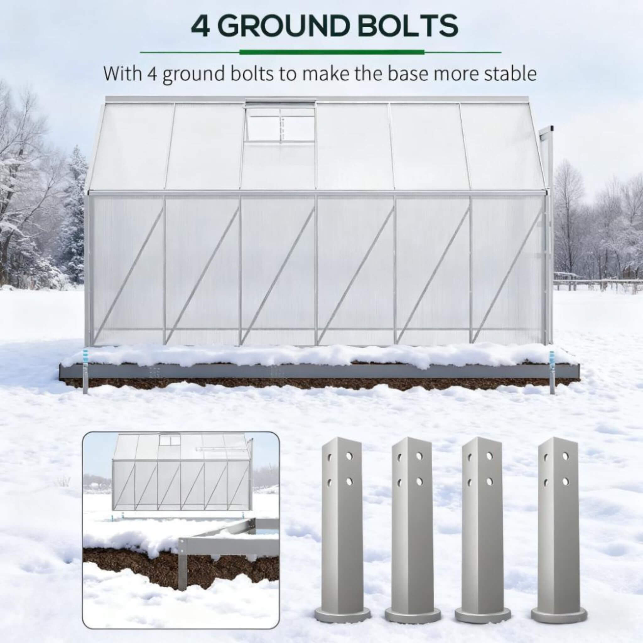 [06X12FT] Heavy-Duty Aluminum Walk-In Greenhouse With Rooftop Vent And Sliding Door (SAK69048)