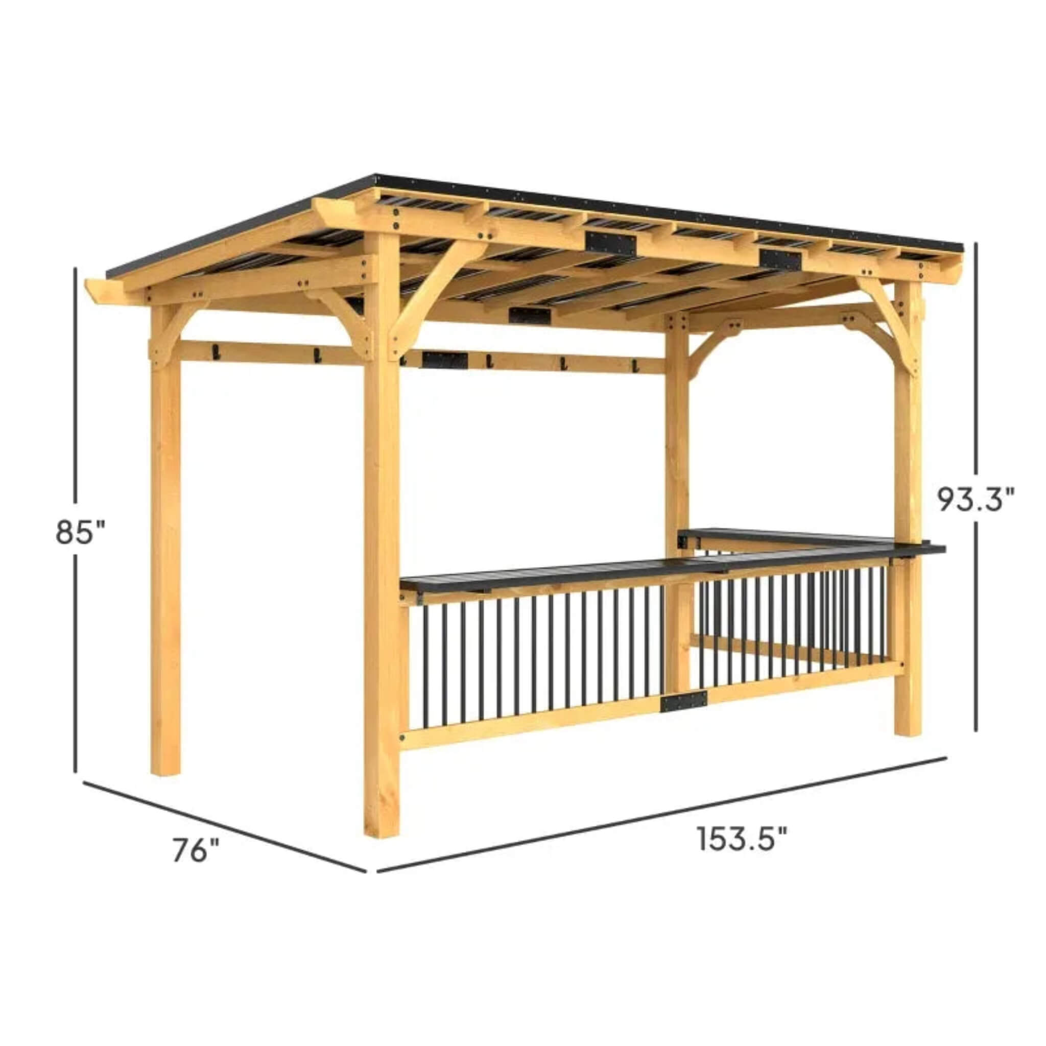 [06X13FT] Premium Outdoor Hardtop Wooden BBQ Grill Gazebo (SAK97420)