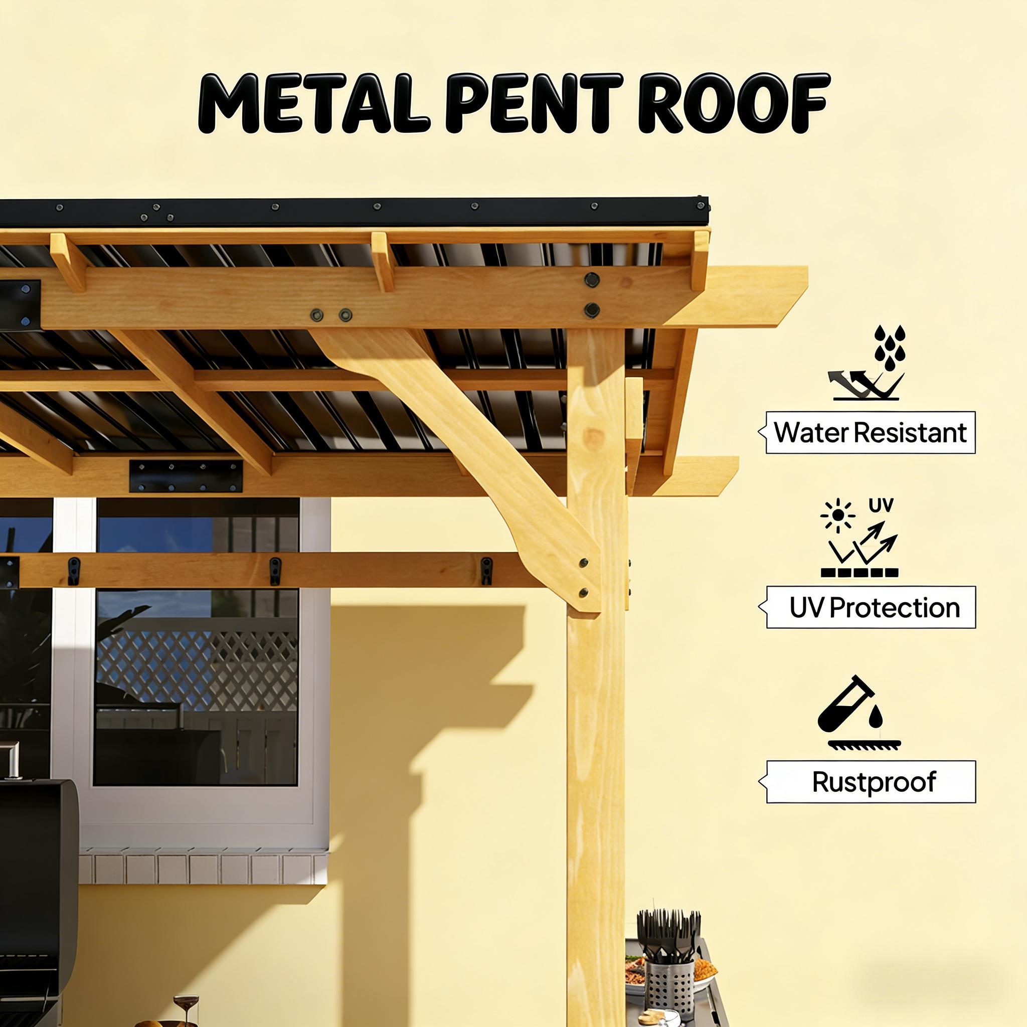 [06X13FT] Premium Outdoor Hardtop Wooden BBQ Grill Gazebo (SAK97420)