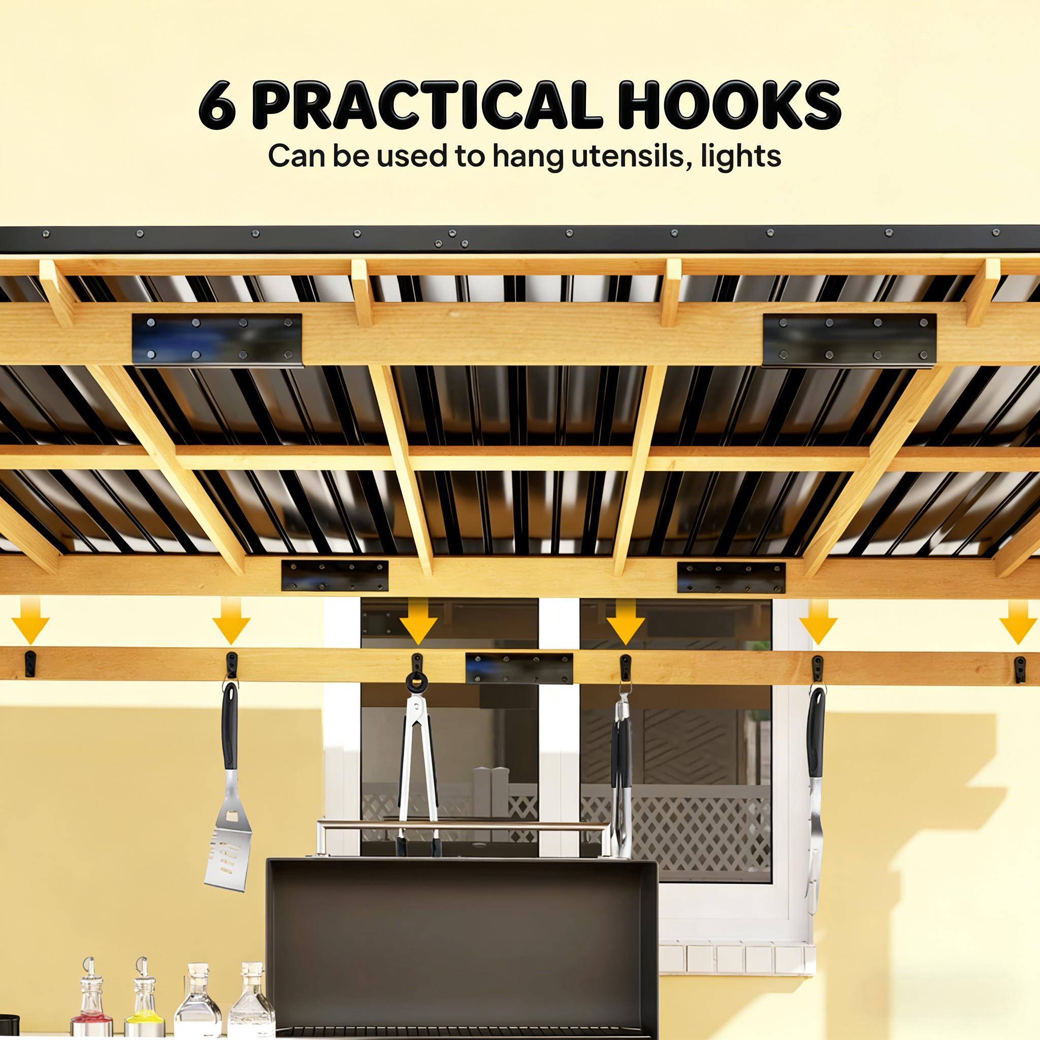 [06X13FT] Premium Outdoor Hardtop Wooden BBQ Grill Gazebo (SAK97420)