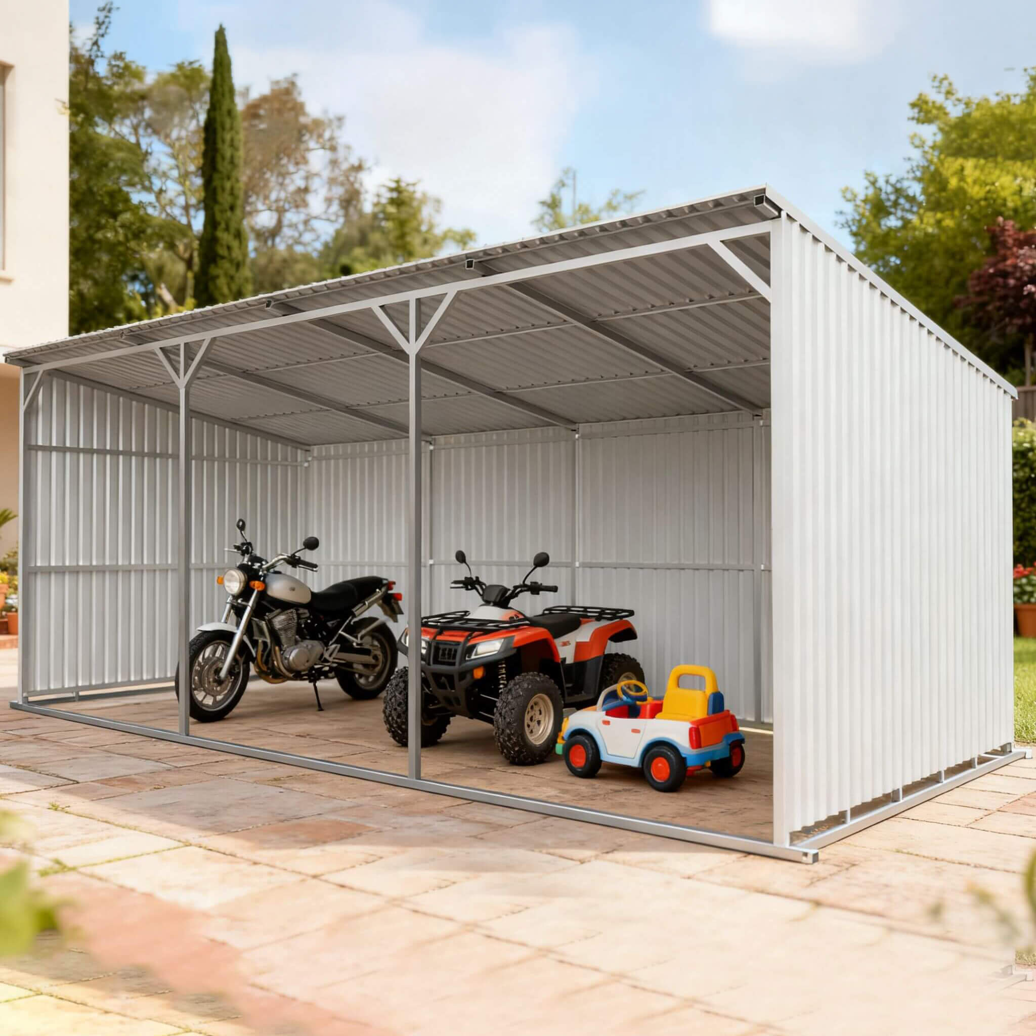 [12X25FT] Heavy-Duty Galvanized steel Storage Equipment Shed (SAK20471)