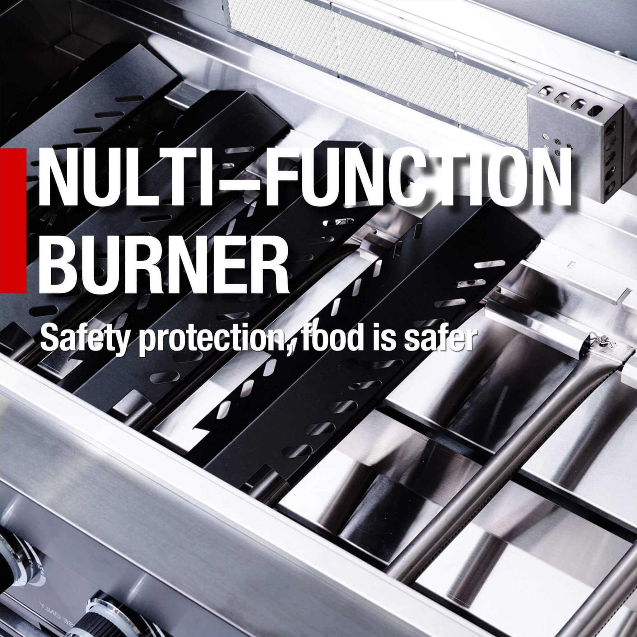 Castelle Flame 44-Inch 6-Burner 85K BTU Stainless Steel Outdoor BBQ Kitchen Island Grill With Wine Cooler, Rotisserie Kit, And Storage Cabinets (SAK97105)