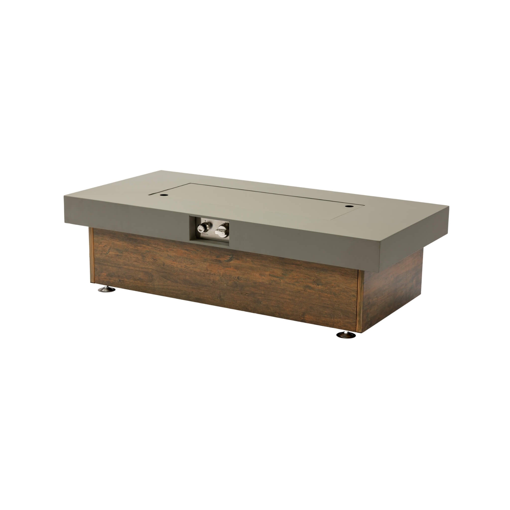 Alora Luxury 48-Inch Outdoor Wood Grain Iron Fire Pit Table With Lava Rocks (SAK37905)