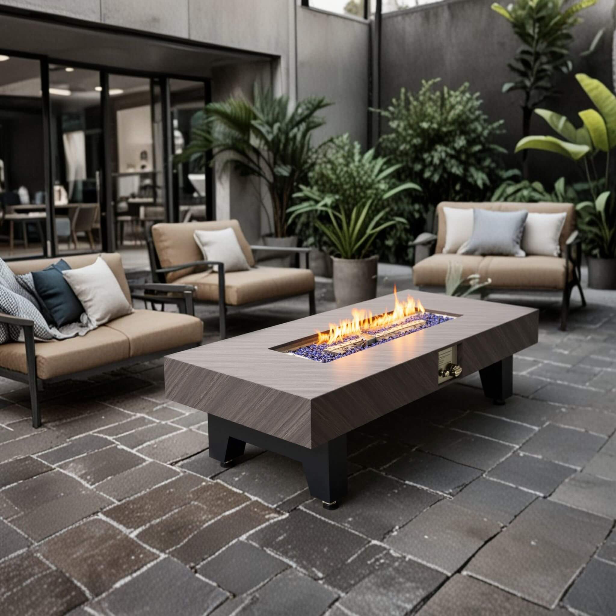 Alora 54-Inch Modern Outdoor Propane Fire Pit Table With Waterproof Cover (SAK42628)