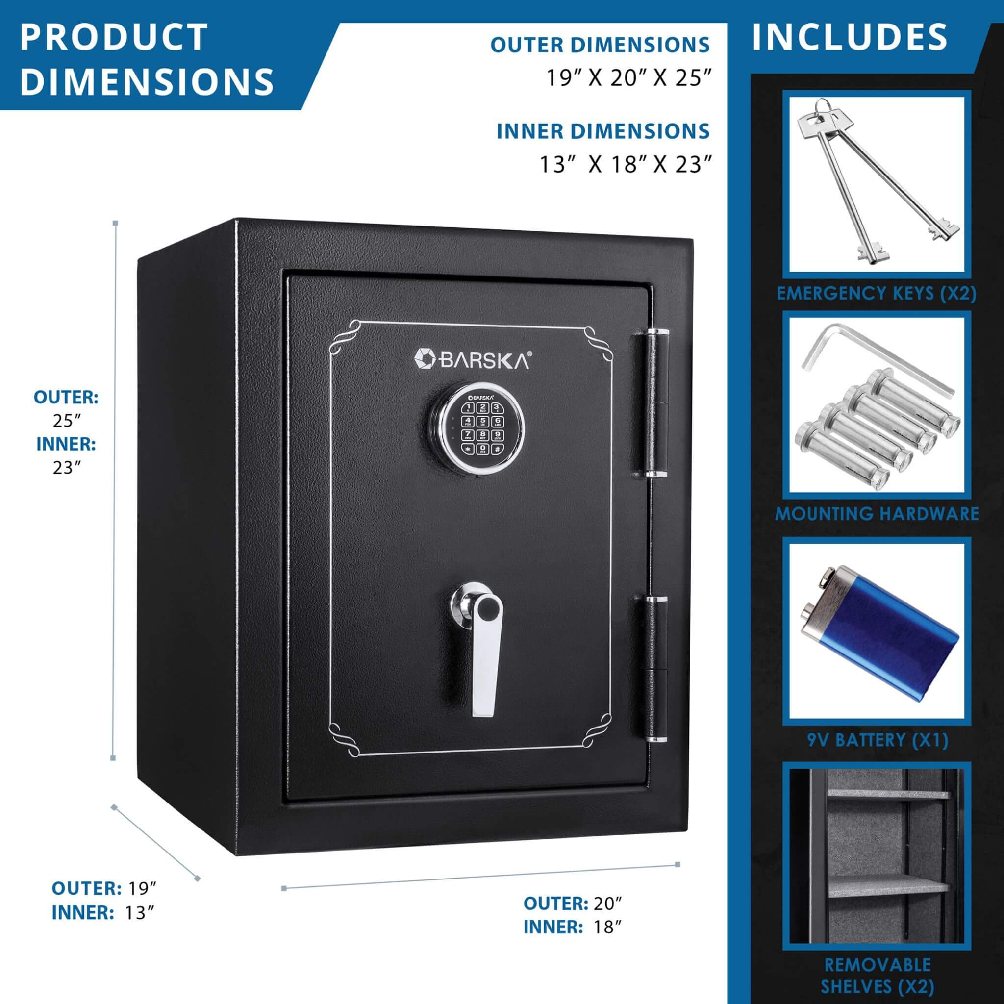 Barska 3.51 CF Heavy-Duty Steel Fireproof Safe Vault With Electronic Lock (SAK85021)