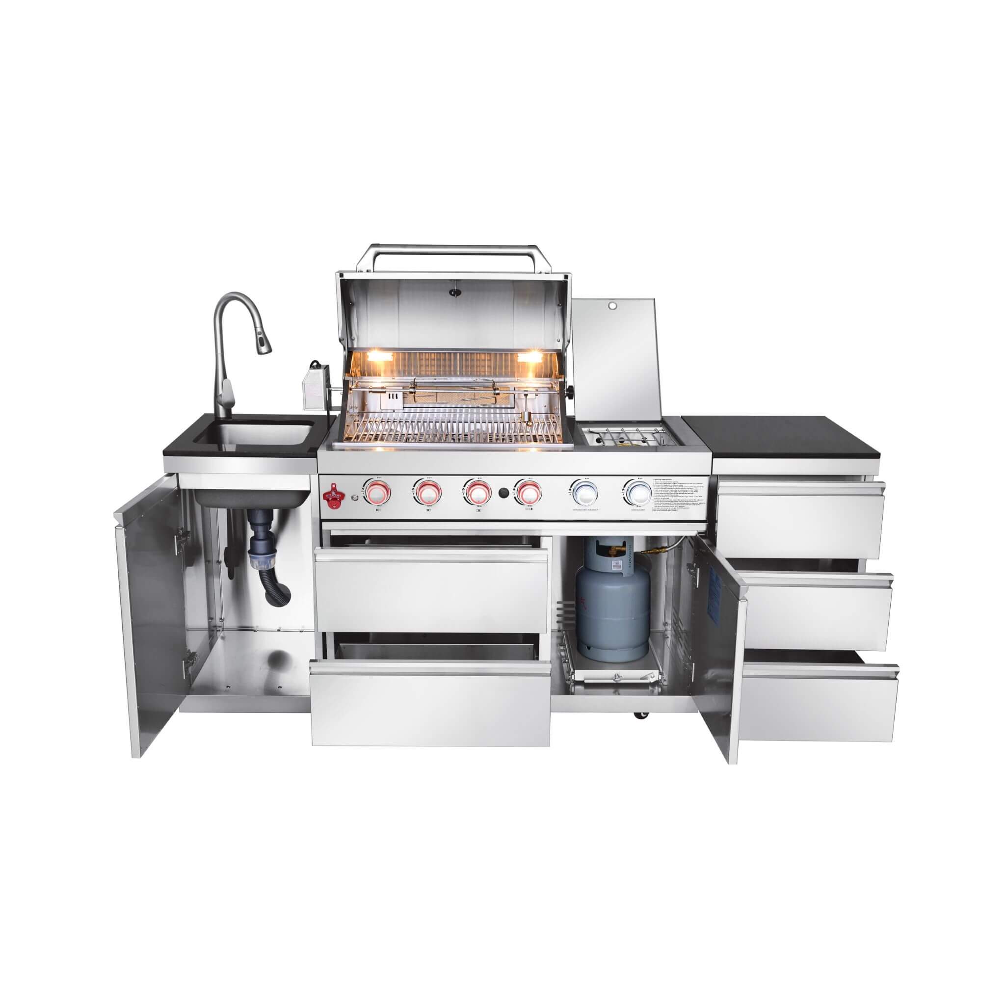 Castelle Flame Deluxe 4-Burner 72000 BTU Stainless Steel BBQ Island (SAK31425)