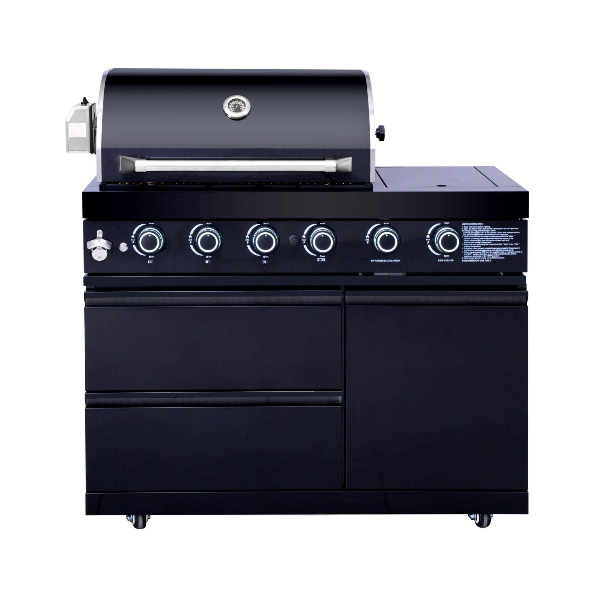 Castelle Flame Monarch 4-Burner 72000 BTU BBQ Island With Fridge And Sink (SAK68127)