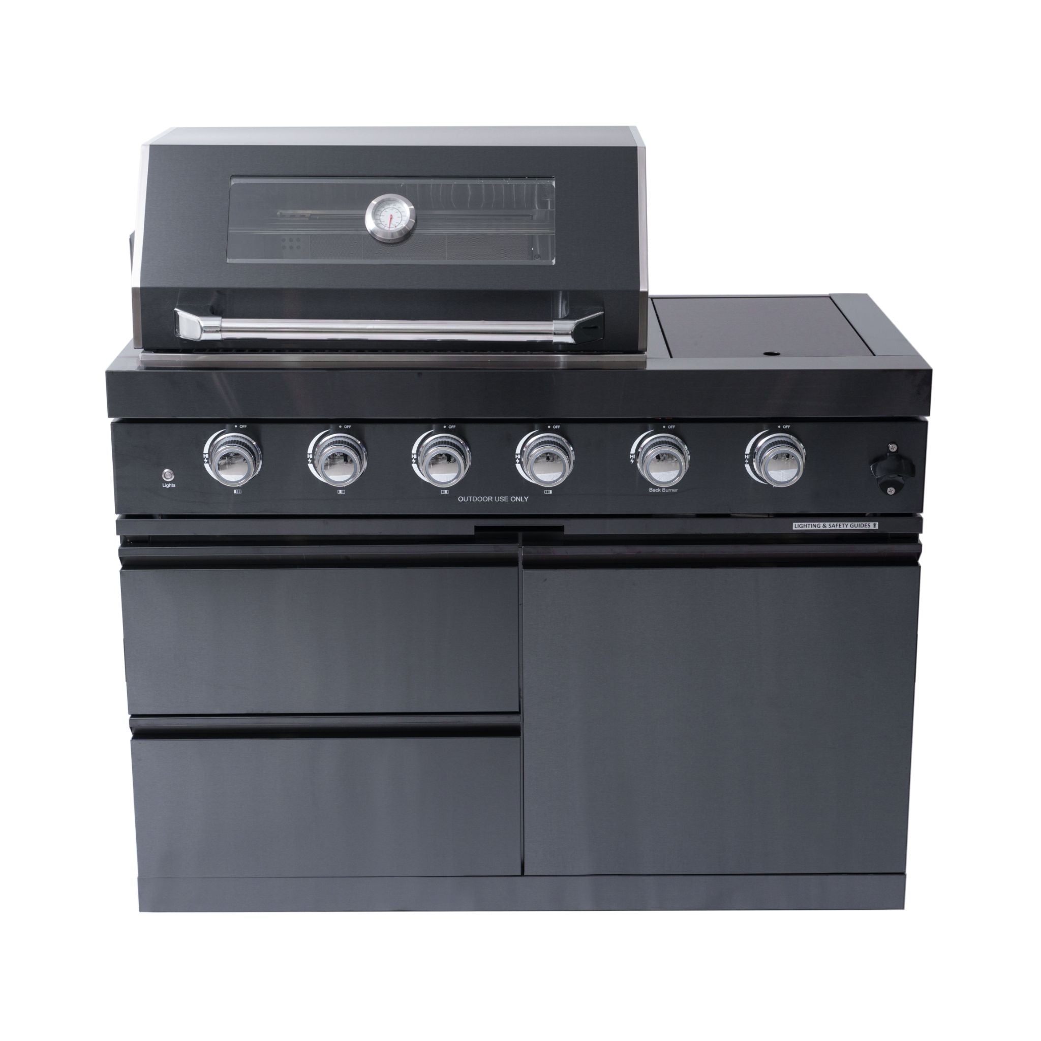 Castelle Flame Premium Black Stainless Steel 4-Burner Gas Grill With Rotisserie Kit (SAK48157)