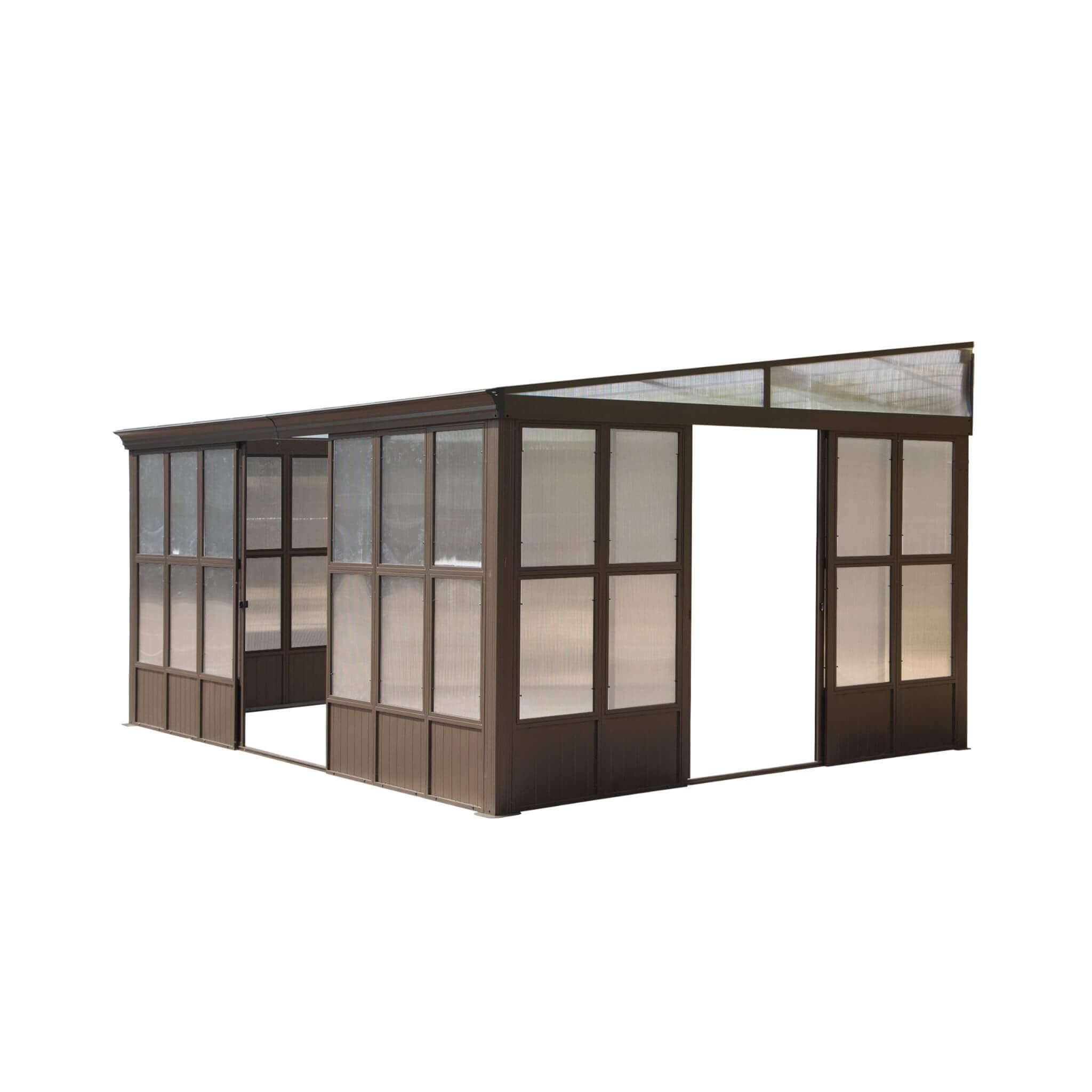 [12X16FT] Extra-Large Heavy-Duty All-Season Sunroom With Sliding Doors And Polycarbonate Windows (SAK98357)