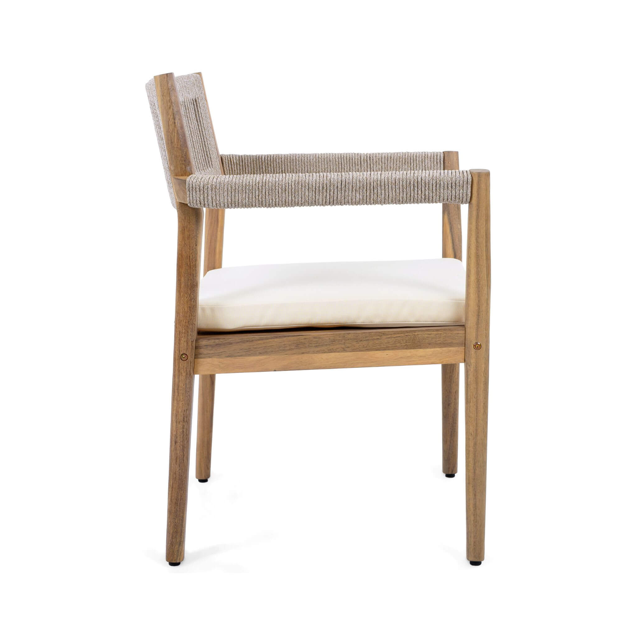 Alora Premium 5-Piece Outdoor Acacia Wood Patio Furniture Set With Braided Dining Chairs, Cushions, And Dining Table (SAK26754)