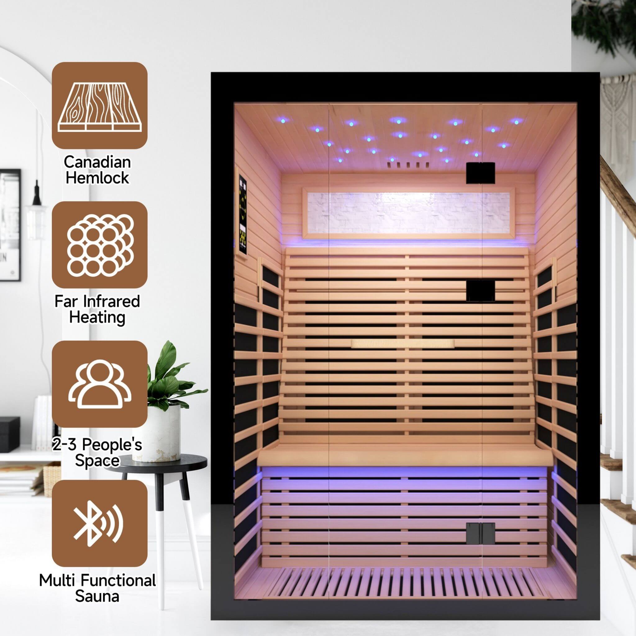 Thermora Vapor Luxury 2-Person Canadian Hemlock Wood Far Infrared Home Sauna (SAK56874)