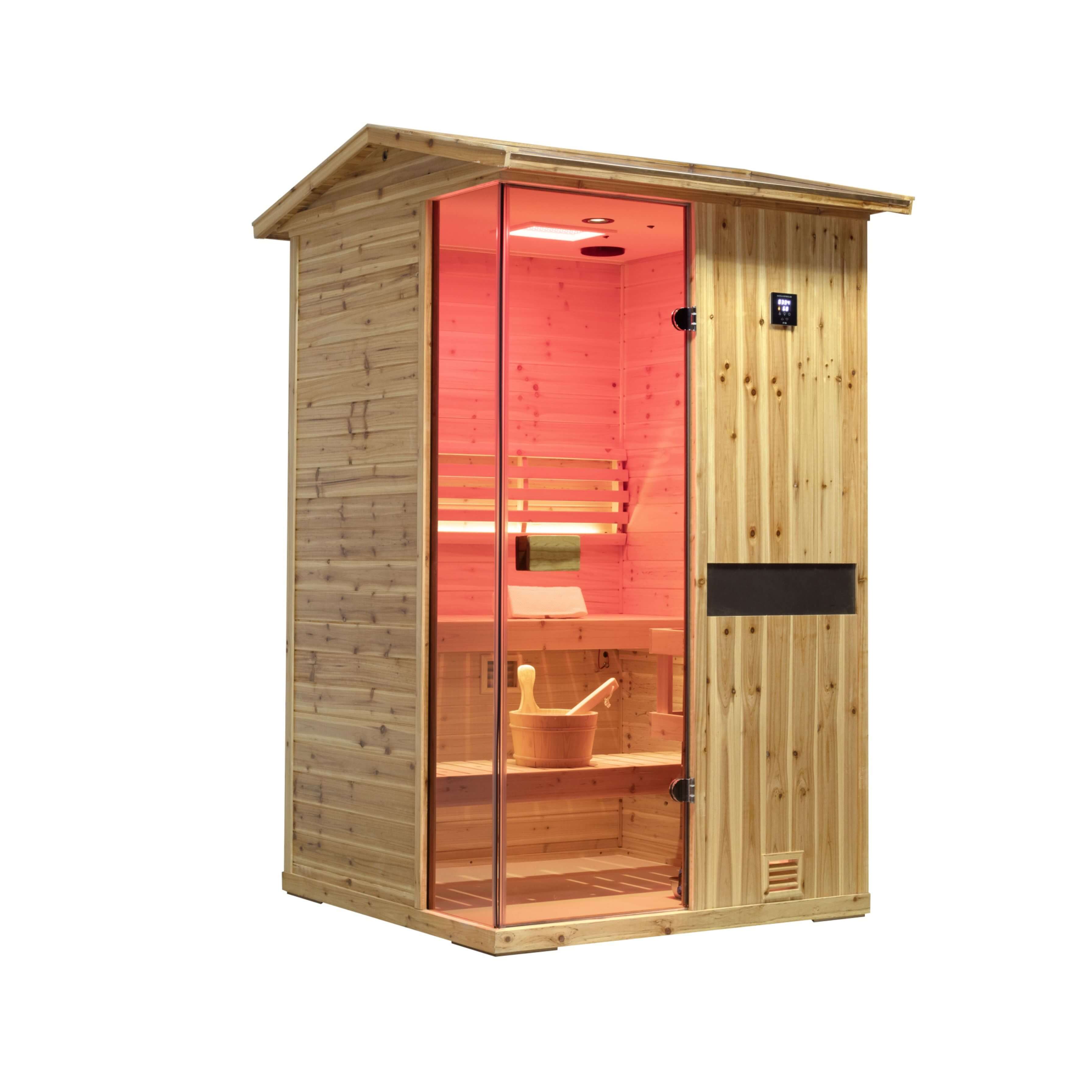 Thermora Arctic Premium 2-Person Outdoor Wooden Steam Sauna Room With Smart Control Panel And Bluetooth Audio (SAK52918)