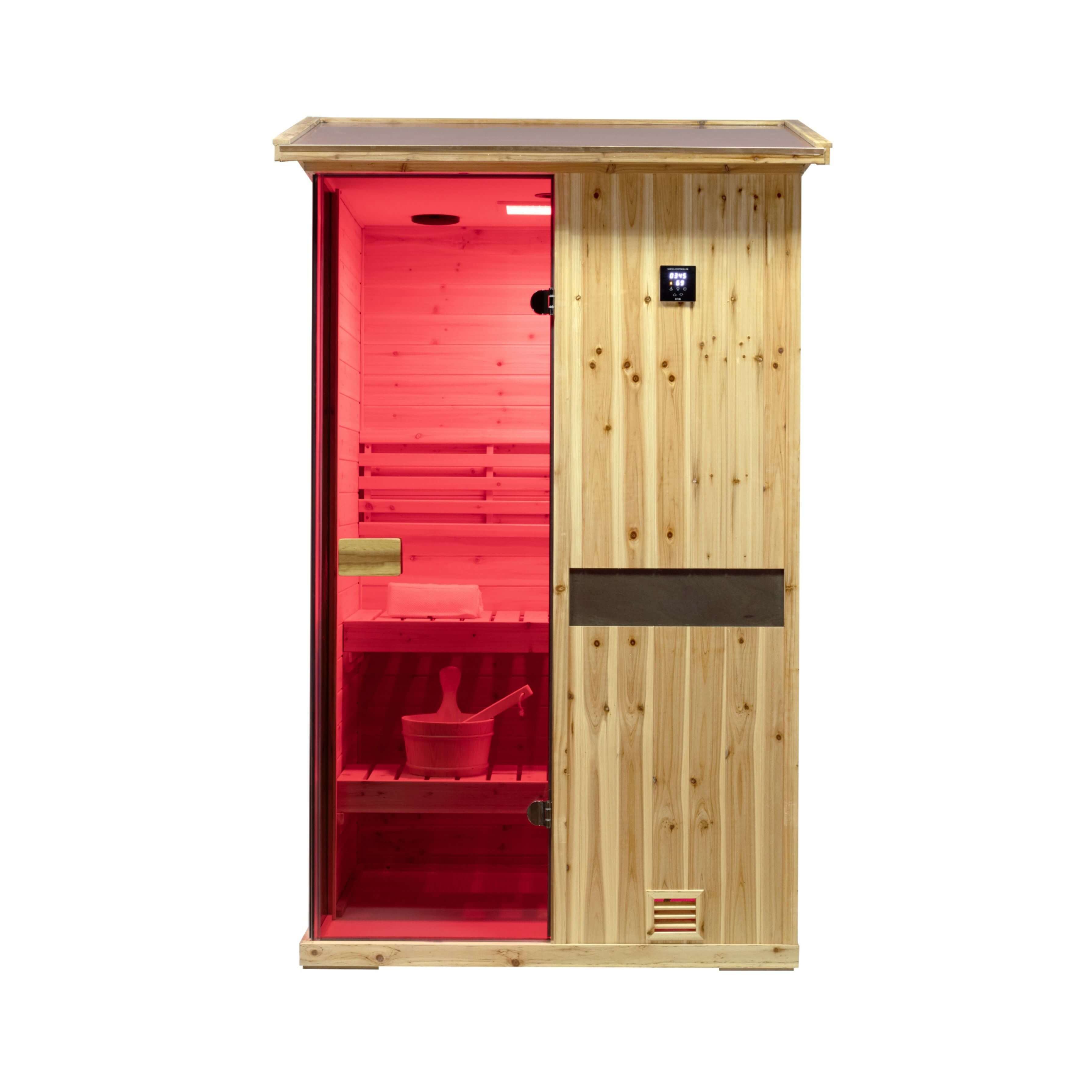 Thermora Arctic Premium 2-Person Outdoor Wooden Steam Sauna Room With Smart Control Panel And Bluetooth Audio (SAK52918)