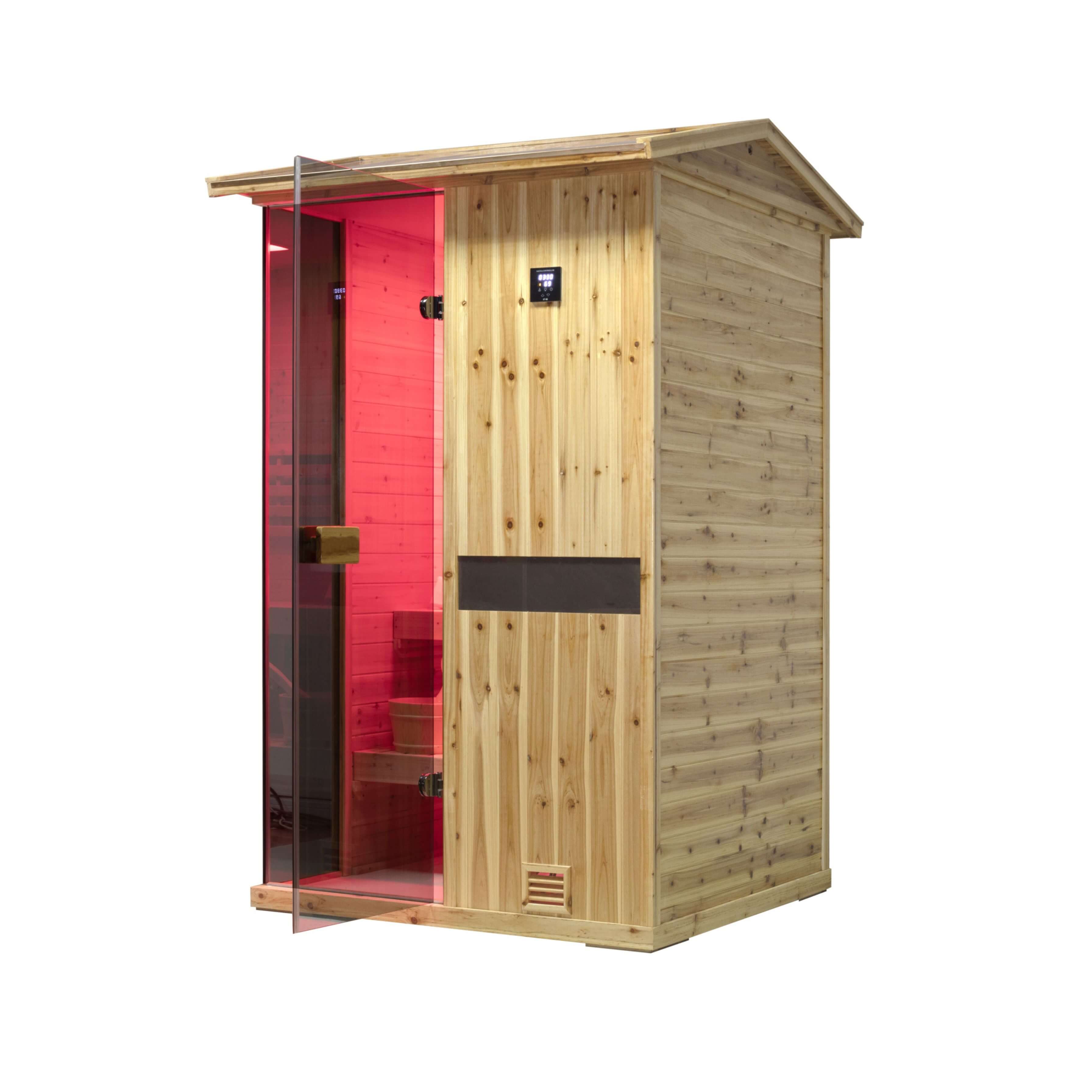 Thermora Arctic Premium 2-Person Outdoor Wooden Steam Sauna Room With Smart Control Panel And Bluetooth Audio (SAK52918)